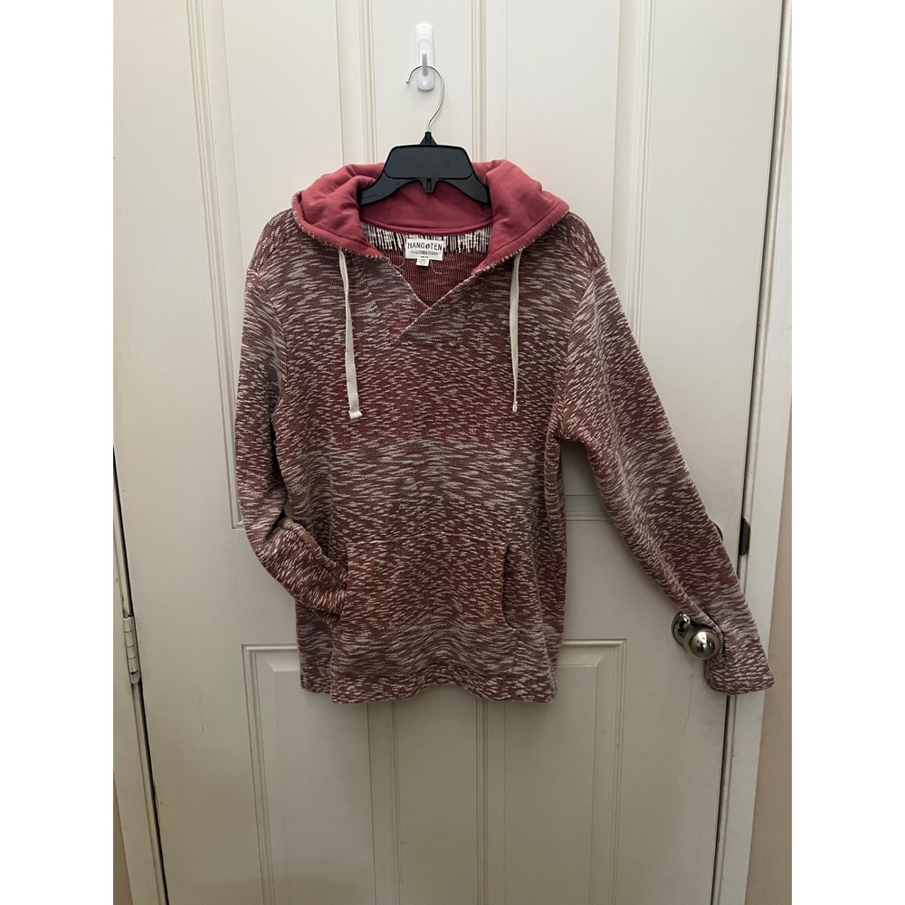 Womens Hang Ten Grunge Skater Hoodie Burgundy Knit Surfer Pullover Large
